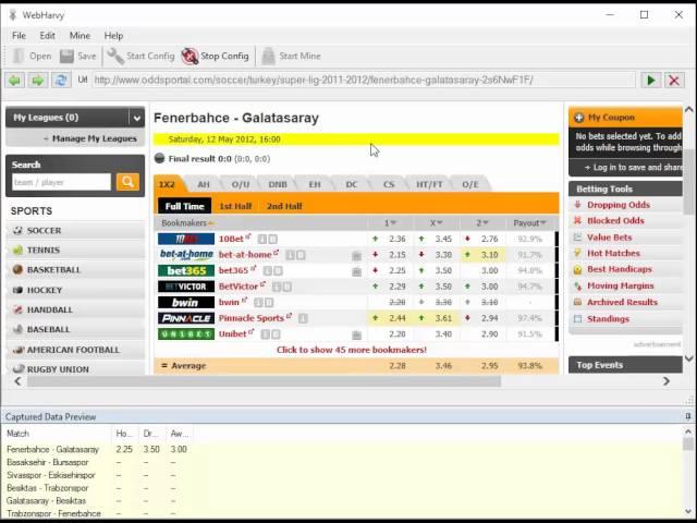 Scraping bet365 odds from oddsportal.com using WebHarvy