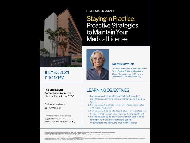 Semel Grand Rounds, 2024-07-23, Dr. Karen Miotto
