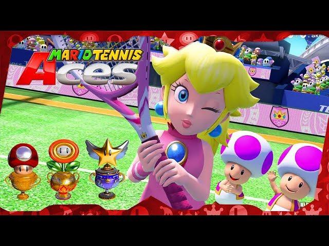 All Tournament Cups (Peach gameplay) | Mario Tennis Aces for Switch ᴴᴰ