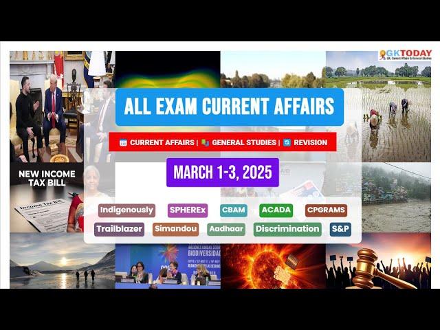 GKToday Current Affairs  1- 3 March, 2025