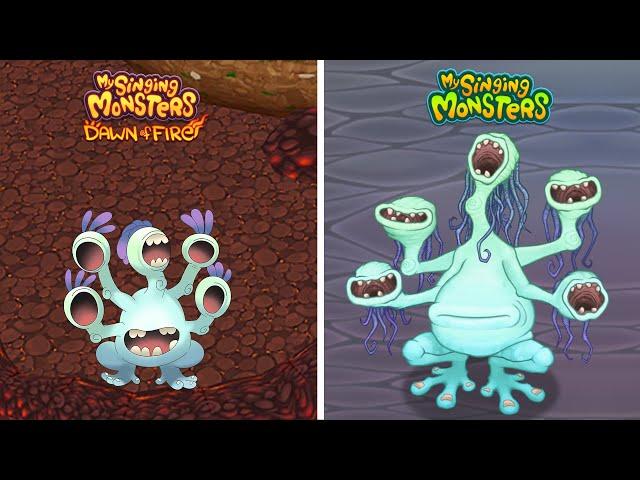 All Monsters on Ethereal Workshop: Dawn of Fire Vs My Singing Monsters Redesign Comparison [Fanmade]