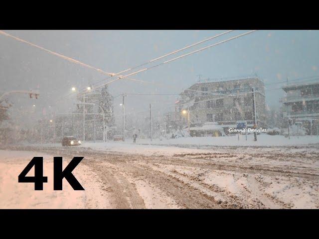 Χιόνια στο Χαλάνδρι / Snow in Chalandri 24-25/01/2022 - Κακοκαιρία "Ελπίς" (4K Athens Snow)