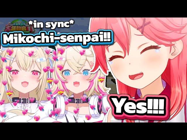 Miko sounds so happy when FuwaMoco say "Mikochi-senpai" in perfect sync