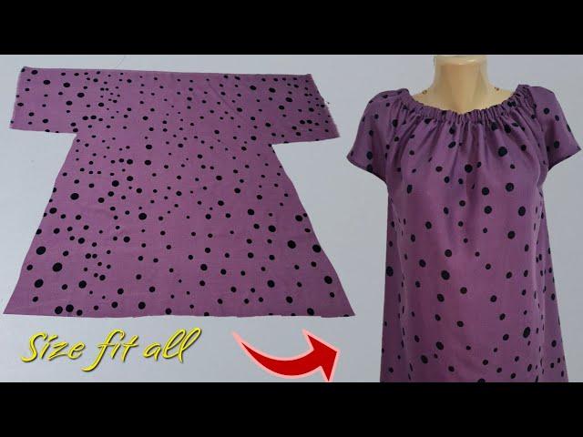 Elastic Neckline Blouse You Don't Have to Be a Tailor !  Sew in 10 Minutes!