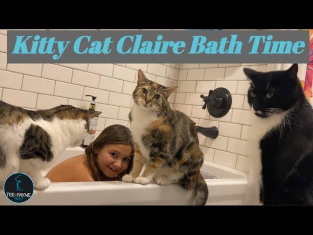 Cats Invade The Bath Tub at Bath Time! #cats #girl #fyp