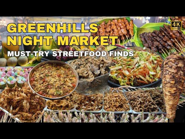 [4K] GREENHILLS NIGHT MARKET FOOD PARK & BAZAAR | Must-Try Street Food in Manila