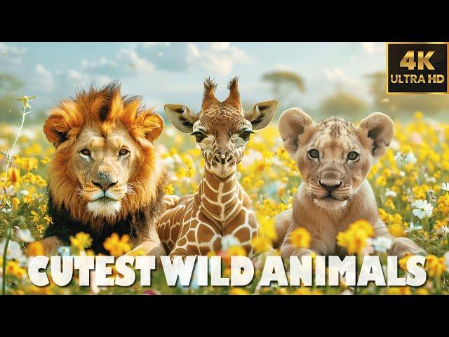 CUTEST WILD ANIMALS - 4K(60FPS)  RELAX PIANO & Rainy Sounds | #CutiePieces