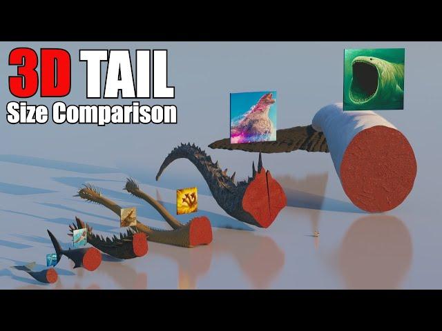 Animal, Dinosaur and Sea Monster Tails 3D Size Comparison