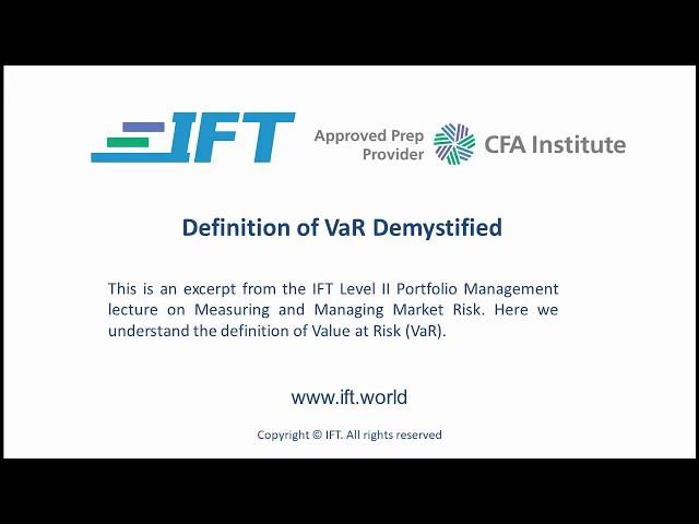 Level II CFA: Definition of VaR Demystified