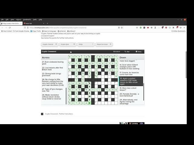 Solving another Lovatts Cryptic Crossword