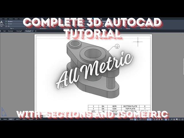 Complete 3D AutoCAD All Metric Video with Dimensions and Sections