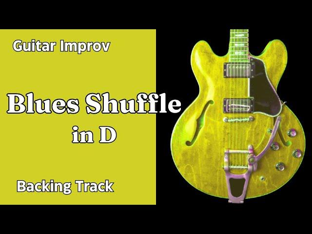 Blues Shuffle in D - Guitar Backing Track Jam - Medium Fast Tempo