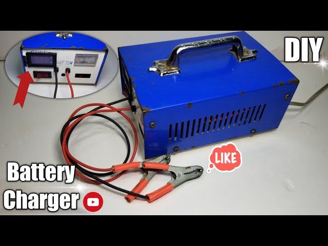 How to make a Battery charger with LED Digital Voltmeter Ammeter at home 