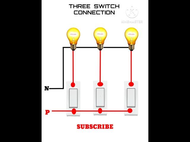 Three switch connection with bulb wiring single phase#shorts #electrical #viralshorts