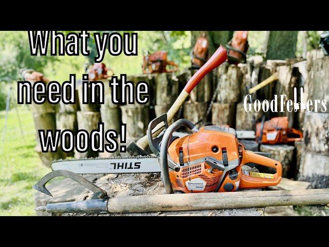 What a logger needs in the woods! Logging truck setup. Husqvarna chainsaws and everything you need!!