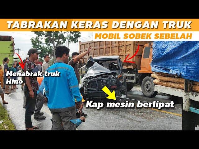 MOBIL INI RINGSEK BERAT SETELAH MEMBENTUR KERAS TRUK | KAP MESIN SAMPE BERLIPAT