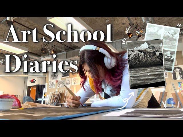 A whole week of painting with Ink at Art School  Artist Diaries Studio Vlog