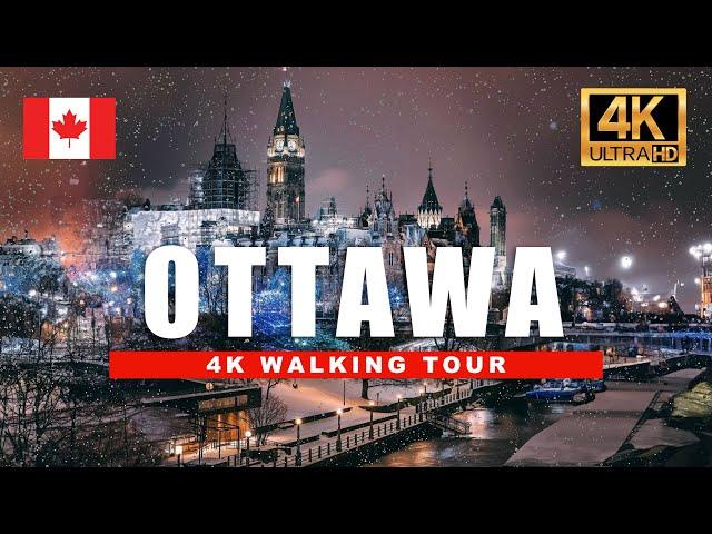  Freezing Ottawa Night Walk ️ Heavy Snowfall Winter Walking Tour | 4K HDR - 60 fps