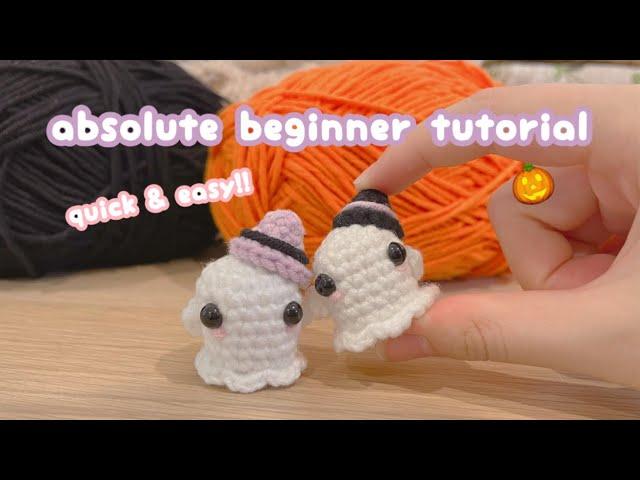 easy crochet ghost  halloween crochet for beginner tutorial | crochet keychain & headband