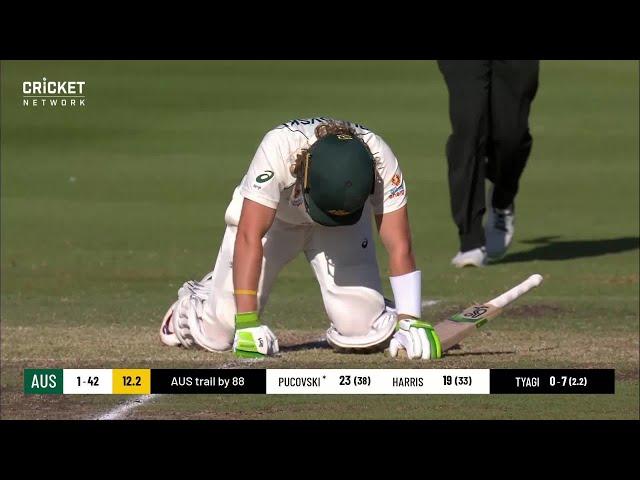 Pucovski struck, retires hurt late on day three | India's Tour of Australia 2020