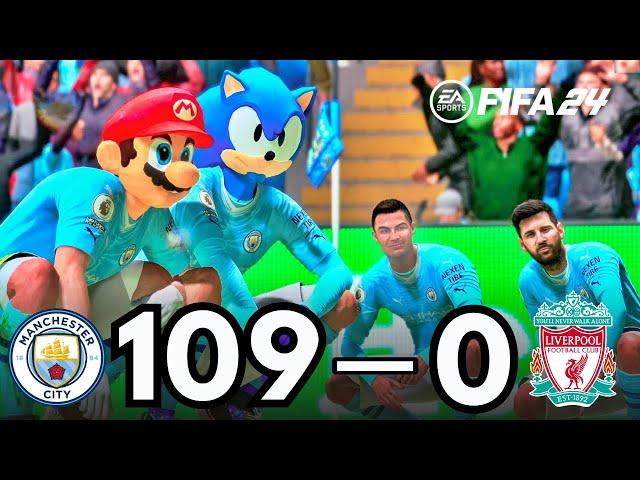 FIFA 24 | BIG MARIO, BIG SONIC, MESSI, RONALDO, ALL STARS | MANCHESTER CITY 109 - 0 Liverpool