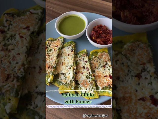 Spinach chilla with paneer | spinach Besan cheela #helathyfood #Indianfood #shorts @vegshortrecipes