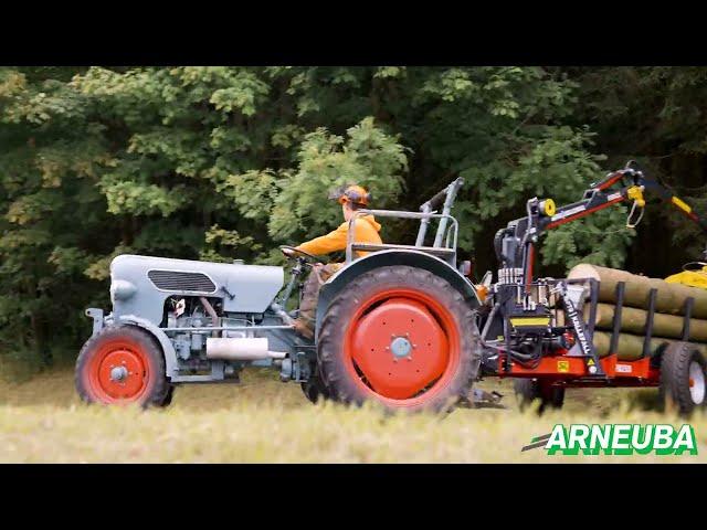 Eicher Oldtimer mit Rückewagen FTG Källefall FB25D | Arneuba Landtechnik