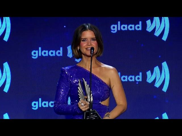 Maren Morris accepts the Excellence in Media Award at the GLAAD Media Awards