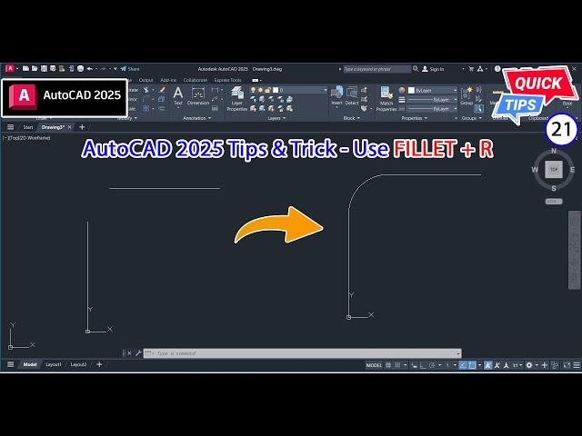 AutoCAD 2025 Tips & Trick CP.21 - Use FILLET + R