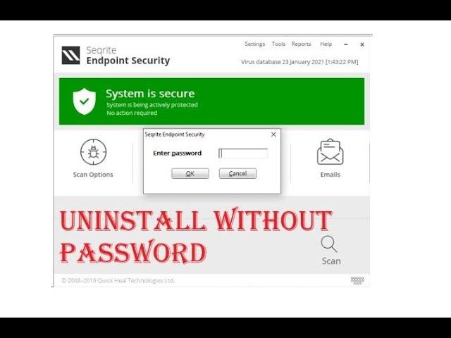 Uninstall Seqrite End Point Security without Password.