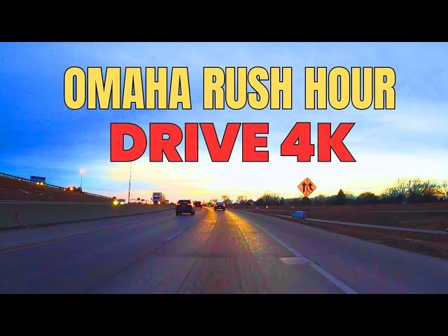 4K Omaha & Council Bluffs Rush Hour Drive | Highway Tour Through Nebraska & Iowa Traffic | USA