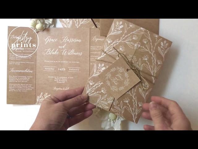 "Grace" Rustic Kraft Tri-fold Wedding Invitation