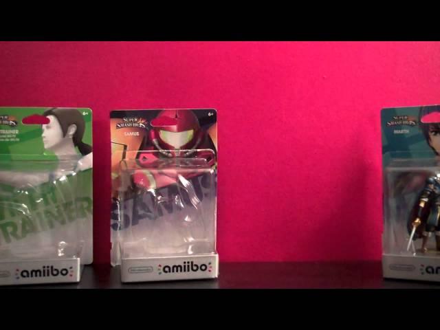 Amiibo unboxing (Wii Fit Trainer, Samus, Mario, and Marth)