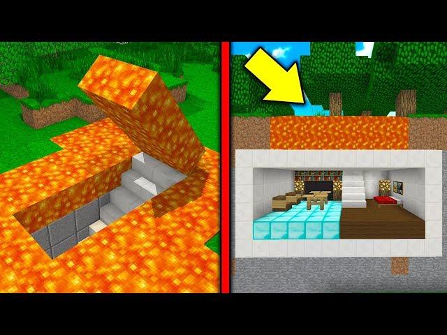 CÁCH XÂY NHÀ ĐÁ ĐỎ BÍ MẬT DƯỚI LAVA TRONG MINECRAFT!!