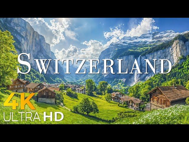 Peaceful Relaxing Music of Switzerland 4K - Relaxing Music With Beautiful Nature Scenes