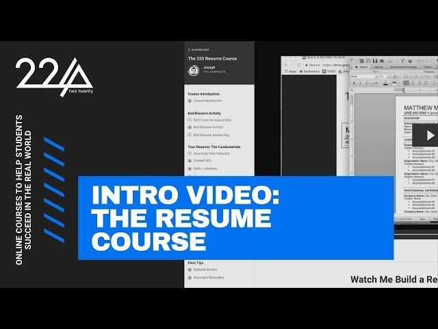 Intro Video: The Resume Course