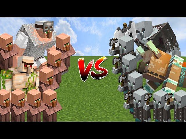 VILLAGERS vs ILLAGERS | Minecraft Mob Battle