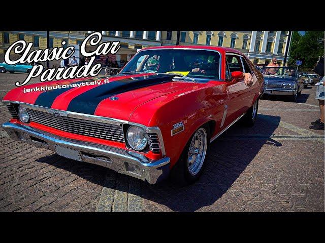 Powerhouse American Muscle & Classics Coming in Numbers!! - Classic Car Parade 2024 |Helsinki|