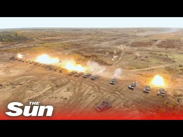 NATO tests a twenty-five tank barrage