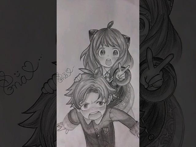 Draw Anya and Damian  sketch #shortsvideo #art #animedrawing #viralvideo