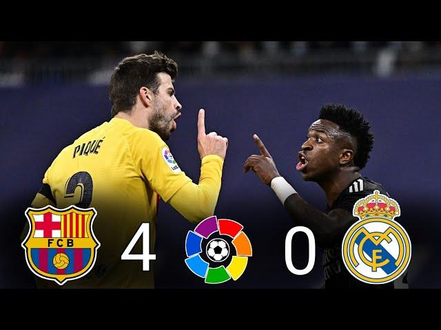 مباراة الكلاسيكو النارية  برشلونة و ريال مدريد 4-0 دوري الإسباني حفيظ الدراجيHD