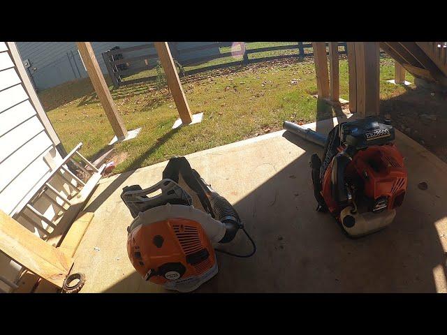 Blowing leaves with the Stihl BR600 and the Redmax EBZ8500 backpack blower