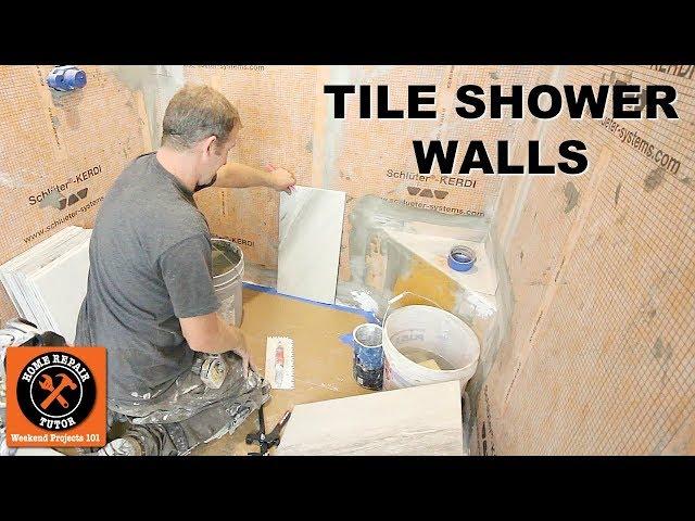 How to Tile a Shower Wall...Vertical 12x24 Porcelain -- by Home Repair Tutor