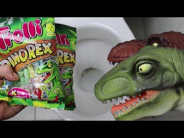 WILL IT FLUSH? TROLLI DINO REX. DINOSAUR CANDY!!