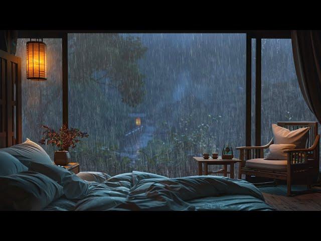 Cozy Bedroom Rainy Night - Listening to the Soft Rain Sounds by the Window at Midnight Ambience