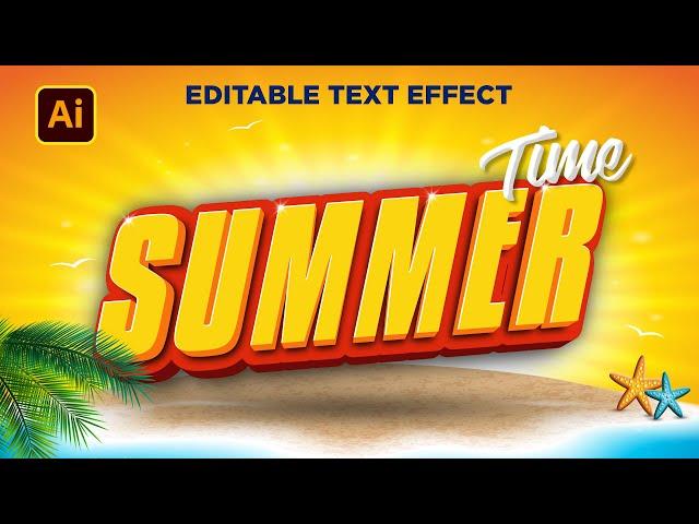 Create a Cool 3D Text Effect in Illustrator for Summer - Zed Designs