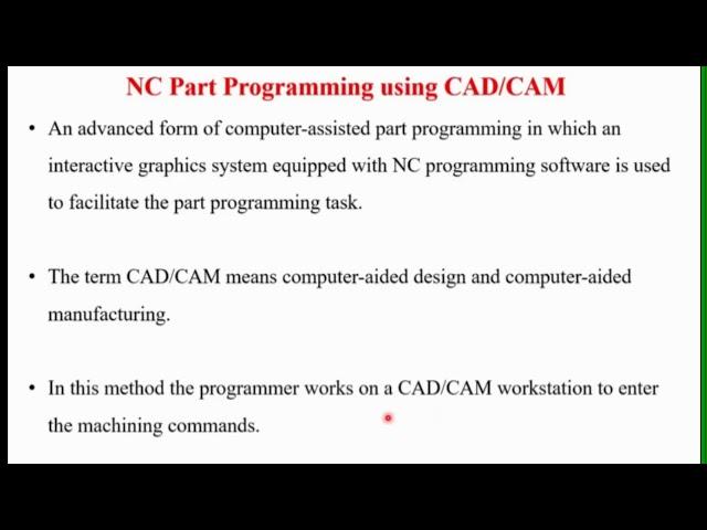 Methods of NC Part Programming