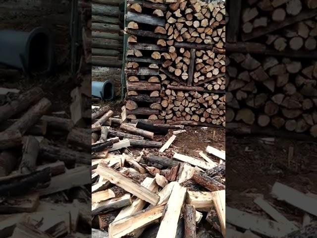 Укладка поленницы с орнаментом !!