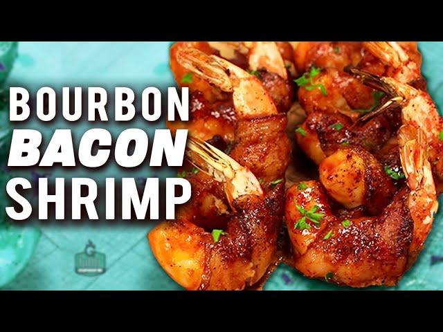 Bourbon Glazed Bacon Wrapped Smoked Shrimp - The Perfect Appetizer!