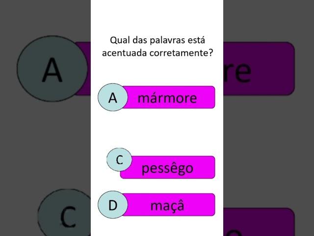  Responda o Quiz! Qual palavra está acentuada corretamente? #shorts